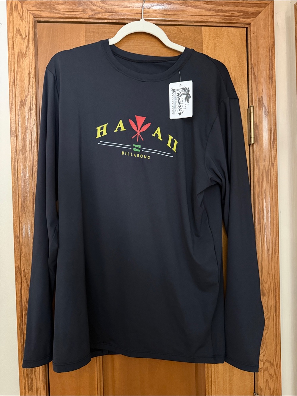 Billabong Black Long-Sleeve Hawaii Graphic Tee with Red & Yellow Accents